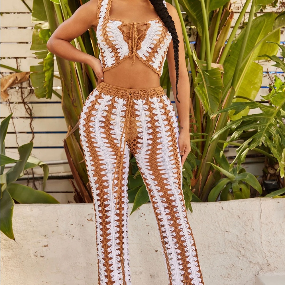 Brand New!!! Tropical Island Beach Crotchet Coverall Set : Size Large
